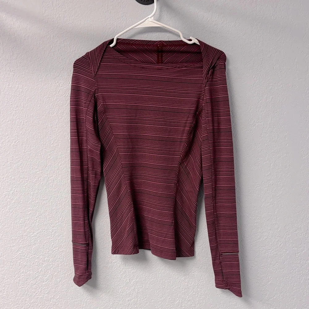Lululemon W’s Sz 4 Kanto Catch Me LS Kanto Stripe Wine Berry Black. ExcltCnditn! - Picture 3 of 10